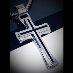 Unisex Stainless Steel Cross Pendant with Chain